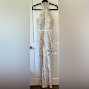 LOTUS THREADS Halter Lace Beaded High Neck Jumpsuit Ivory NWT Wedding